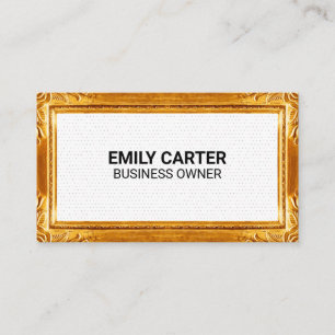 Gold Frame Border   Boho Dot Pattern Business Card