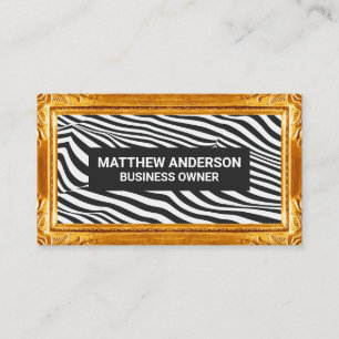 Gold Frame Border   Stripes Pattern Business Card