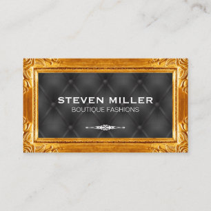 Gold Frame Borders   Black Upholstered Padding Business Card