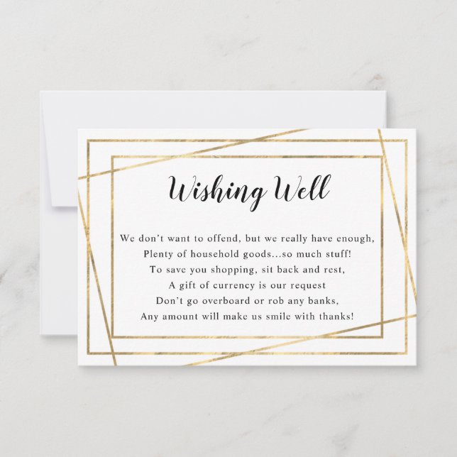 Gold Frame Bridal Shower or Wishing well card (Front)