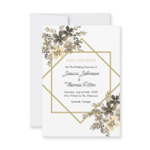 Gold Frame Fall Colours Floral Save The Date