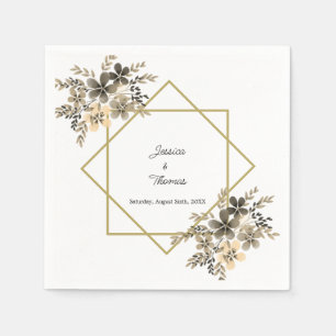 Gold Frame Fall Colours Floral Wedding Reception  Napkin