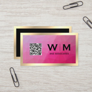 Gold Frame   Geometric   QR CODE Business Card