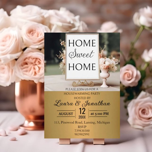 Gold Frame Gold Metallic Housewarming Party  Invitation (Creator Uploaded)