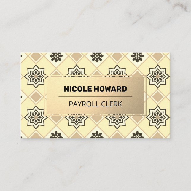 Gold Frame | Gold Tile Pattern Business Card (Front)