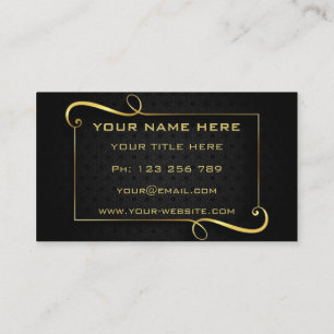Gold Frame Golden Text Luxury Black Professional Business Card