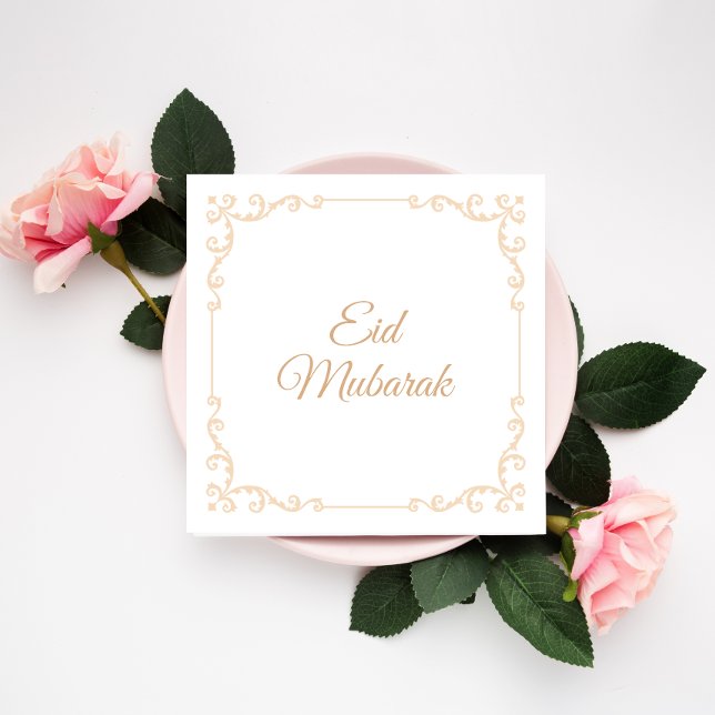 Gold Frame Happy Eid Mubarak Elegant Celebrate Holiday Card (Creator Uploaded)