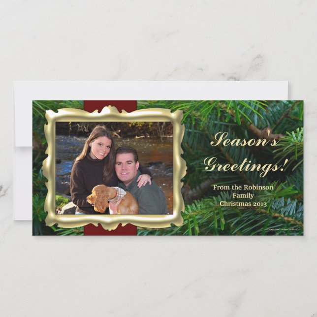 Gold Frame Horizontal Christmas Photo Cards (Front)