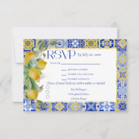 Gold Frame Italian Blue Tile Lemon Meal Wedding