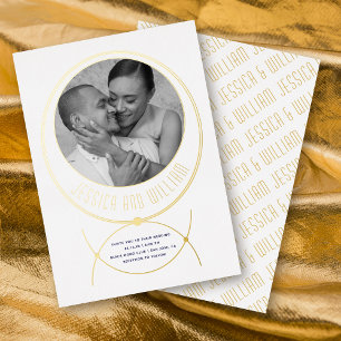 Gold frame jewellery inspired white wedding photo