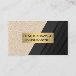 Gold Frame   Leather   Black Panels Business Card
