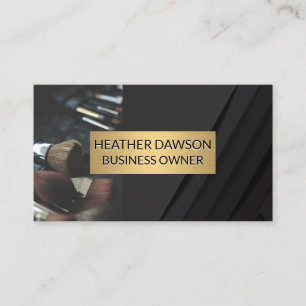 Gold Frame   Leather   Black Panels Mua Brushes Business Card