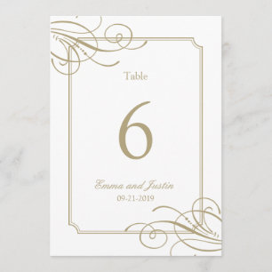 Gold Frame Luxury Classic Wedding Table Numbers