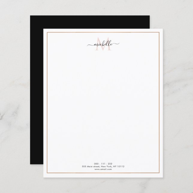 gold frame monogram script letterhead (Front/Back)