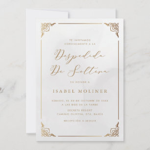 Gold Frame Motif Cream Spanish Bridal Shower Invitation