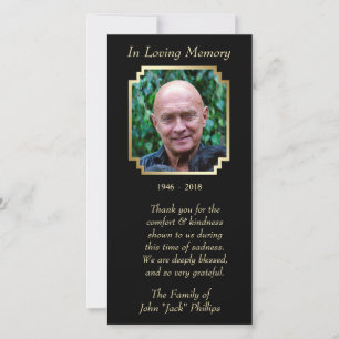 Gold Frame on Black Sympathy Thank You Card