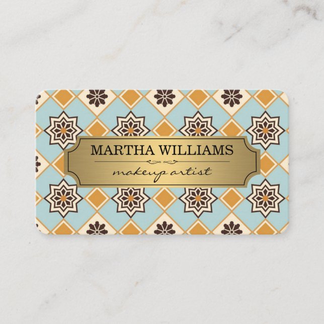 Gold Frame | Ornate Tiling Background Business Card (Front)