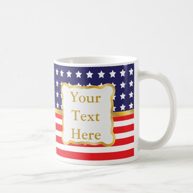 Gold Frame Over Patriotic Background Coffee Mug (Right)