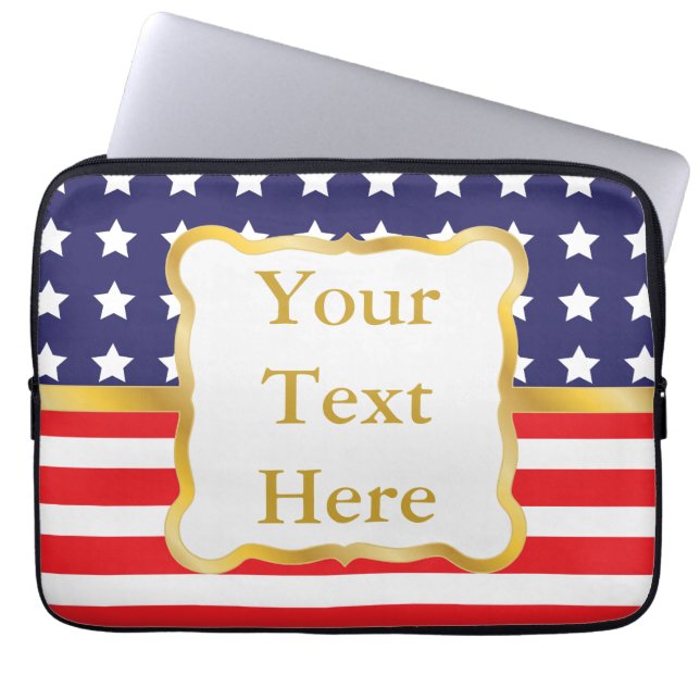 Gold Frame Over Patriotic Background Laptop Sleeve (Front)