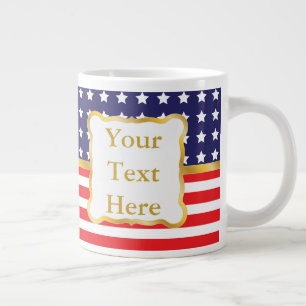 Gold Frame Over Patriotic Background Large Coffee Mug