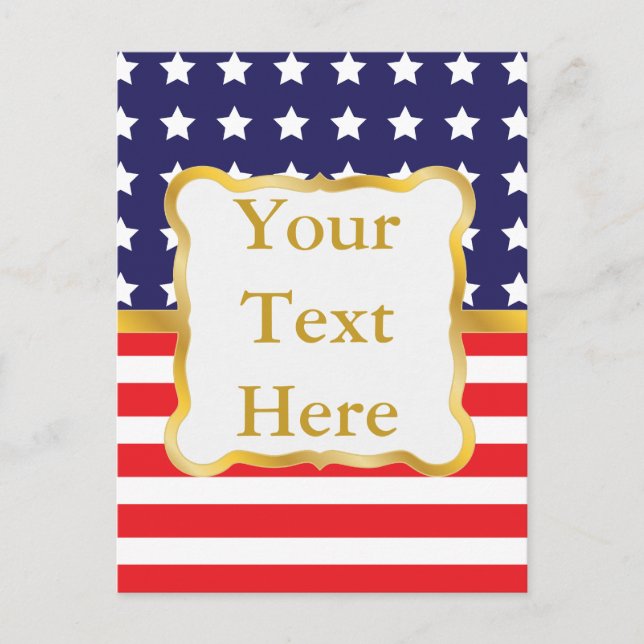 Gold Frame Over Patriotic Background Postcard (Front)