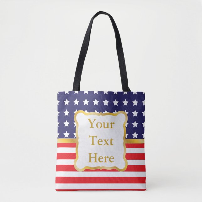 Gold Frame Over Patriotic Background Tote Bag (Front)