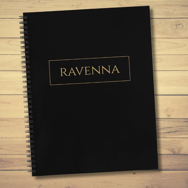 Gold Frame Personalised Name Deep Black Luxury Notebook (Creator Uploaded)
