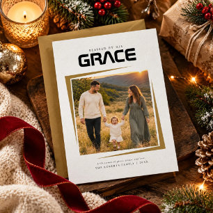 Gold Frame Religious Christian Photo Christmas Holiday Card