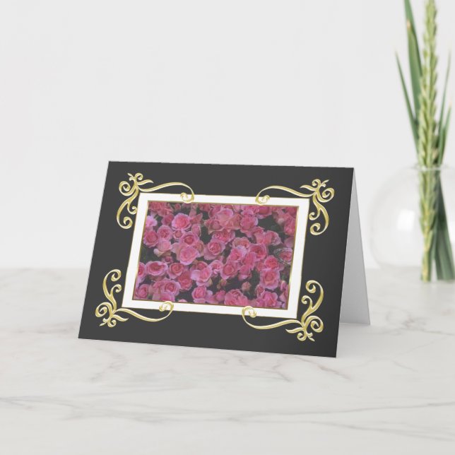 Gold Frame Roses Card (Front)