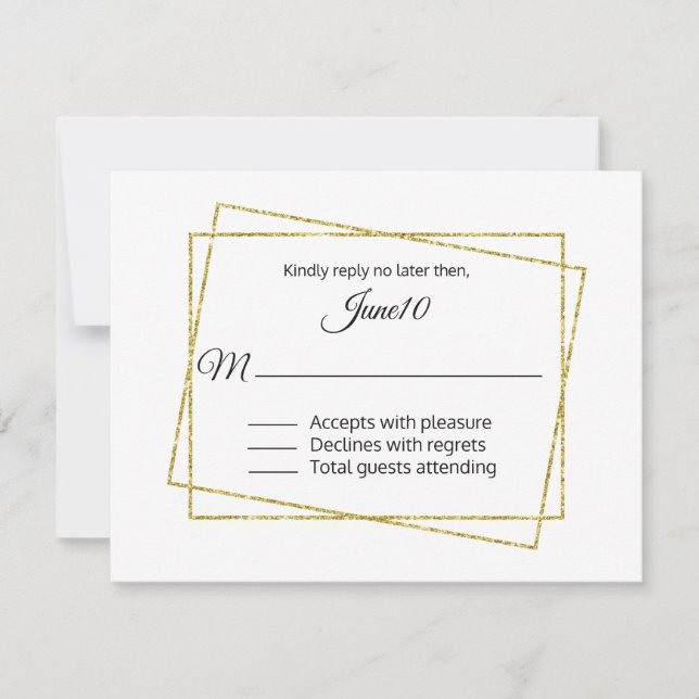 Gold Frame Wedding RSVP Card (Front)