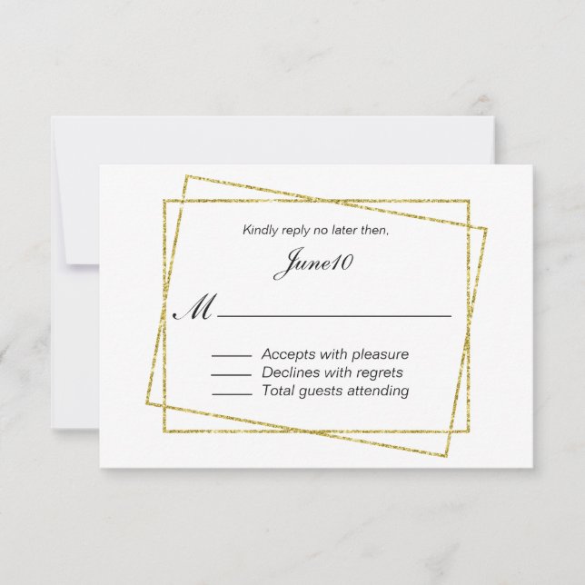 Gold Frame Wedding RSVP Card (Front)