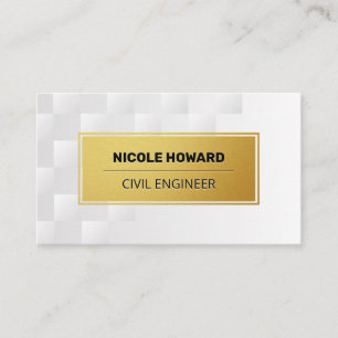 Gold Frame   White Geometric Squares Business Card