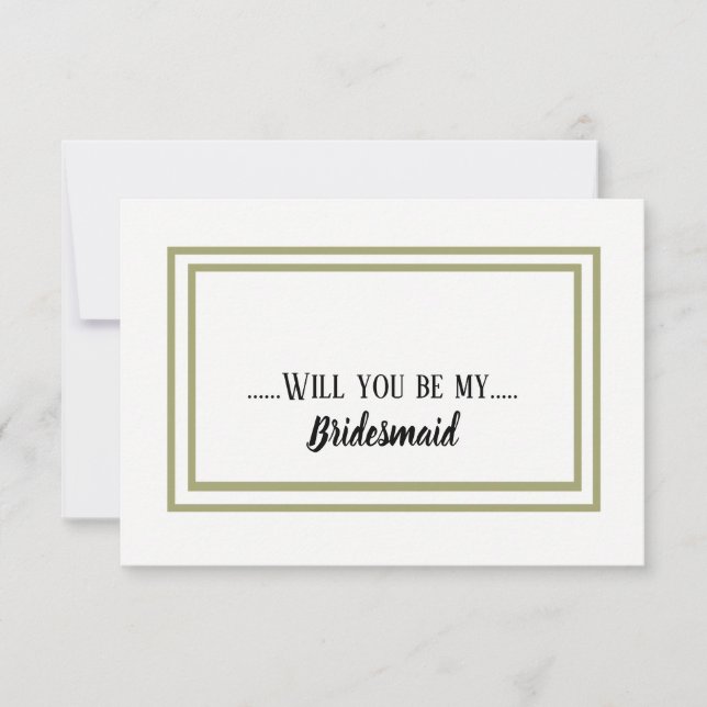 Gold Frame Will You Be My Bridesmaid Invitation (Front)