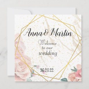 gold frame with flowers invitation