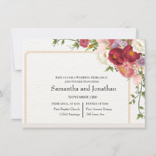 Gold Frame with flowers rehearsal Invitation