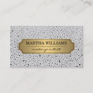 Gold Frame with Metallic Dots Grey Business Card