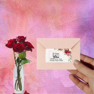 Gold Frame with Pretty Flowers Return Address Label