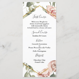 Gold frame with roses quinceañera Menu Template