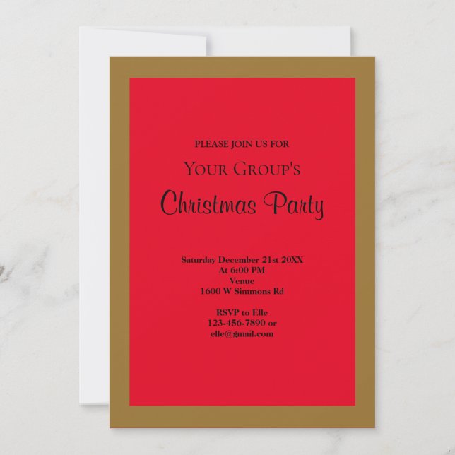 Gold Framed Christmas Party Invitation (Front)