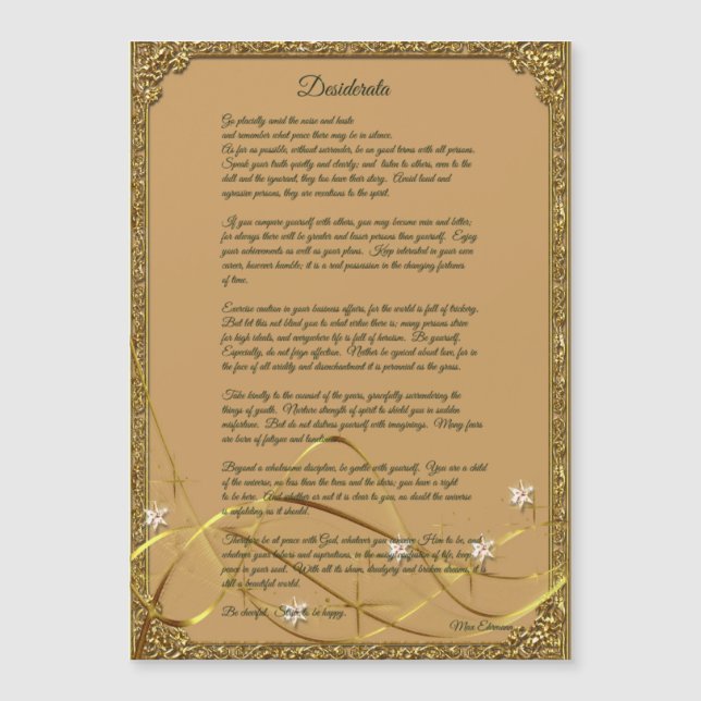 Gold Framed Desiderata Poem Magnet (Front)