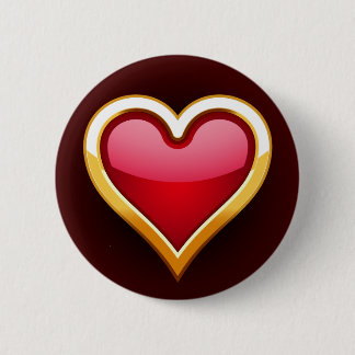 GOLD FRAMED HEART 6 CM ROUND BADGE