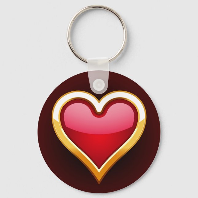 GOLD FRAMED HEART KEY RING (Front)