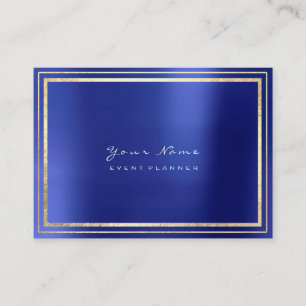 Gold Framed Minimal Metallic Cobalt Sapphire Blue Business Card