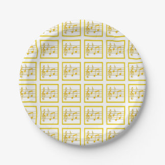 Gold Framed Musical Squares Paper Plate