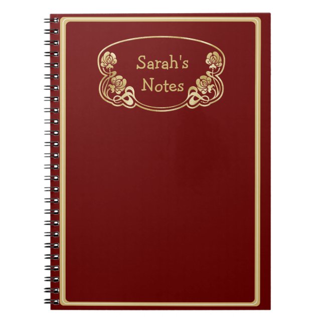 Gold Framed Ornate Nameplate Notebook (Front)