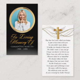 Gold Framed Photo Funeral Prayer Card