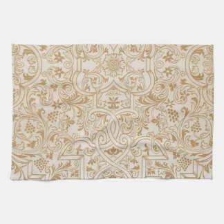 Gold Franco-Oriental Filigree Pattern Fancy Design Tea Towel