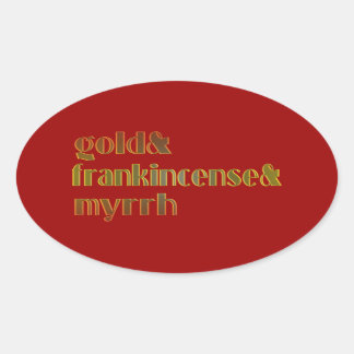 Gold & Frankincense & Myrrh Oval Sticker