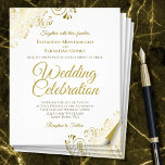Gold Frills Elegant PAPER Wedding Invite Flyer<br><div class="desc">These wedding invite flyers are the perfect choice for class, style, and beauty on a budget. They use the same classy and elegant design as our more expensive invitations, but are printed on standard typing paper rather than cardstock in order to save you money. The design features a white background...</div>