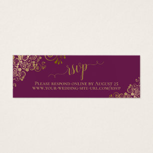 Gold Frills Magenta Plum Wedding RSVP Online Card